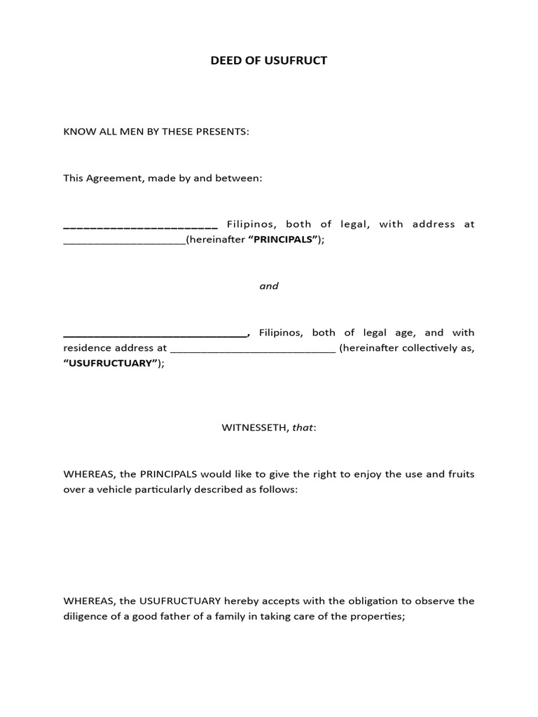 Deed of Usufruct | PDF | Legal Documents | Natural Resources Law
