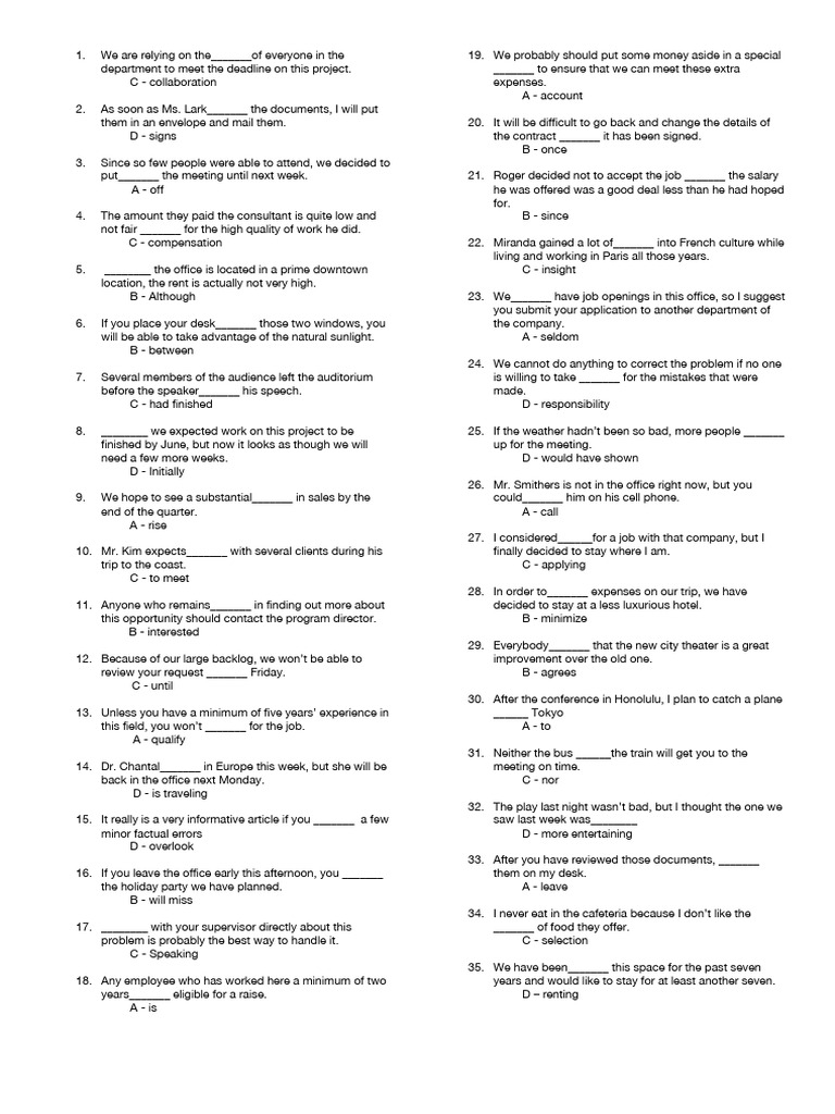 Correc Toeic Part 5 Practice | PDF