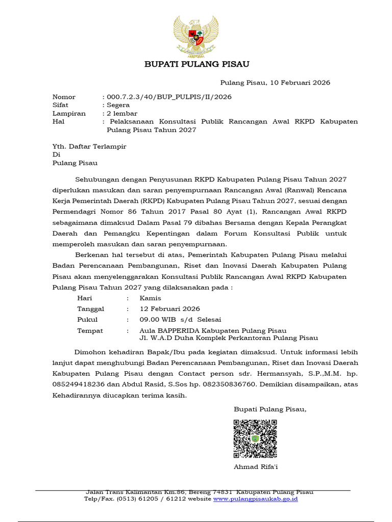 2026021018251510) Surat Bupati Undangan Konsultasi Publik Ranwal RKPD ...
