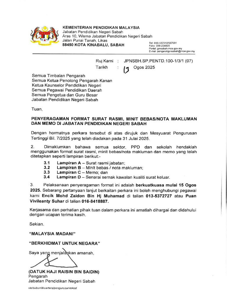 Penyeragaman Format Surat Rasmi | PDF