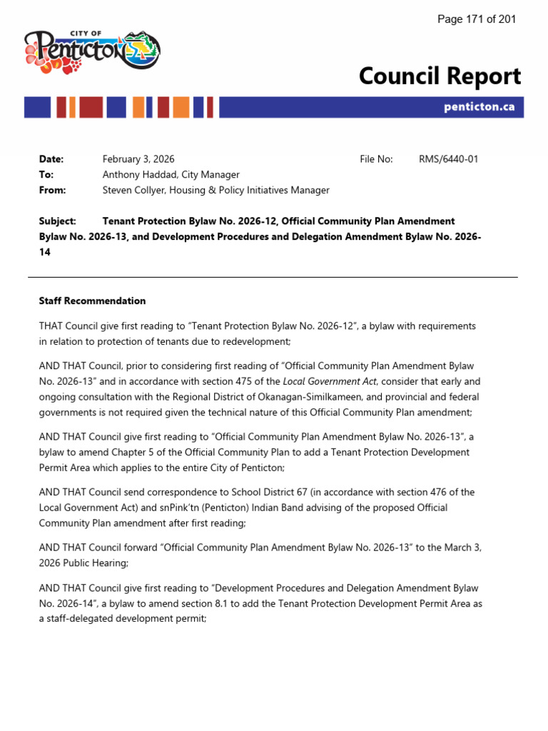 OCP Amendment Bylaw 2026-13 - RTC (2026-02-03) | PDF | Leasehold Estate ...