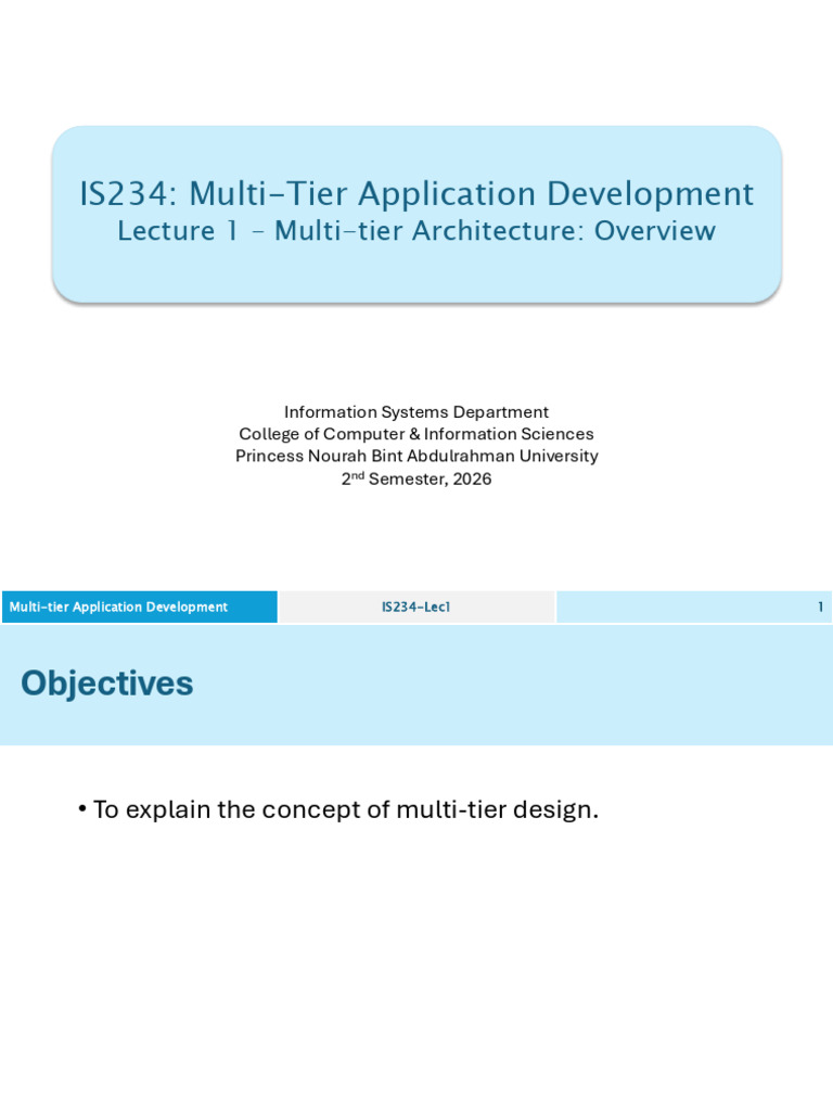 Lec1 - IS234 - Multi-Tier Architecture | PDF | Databases | World Wide Web