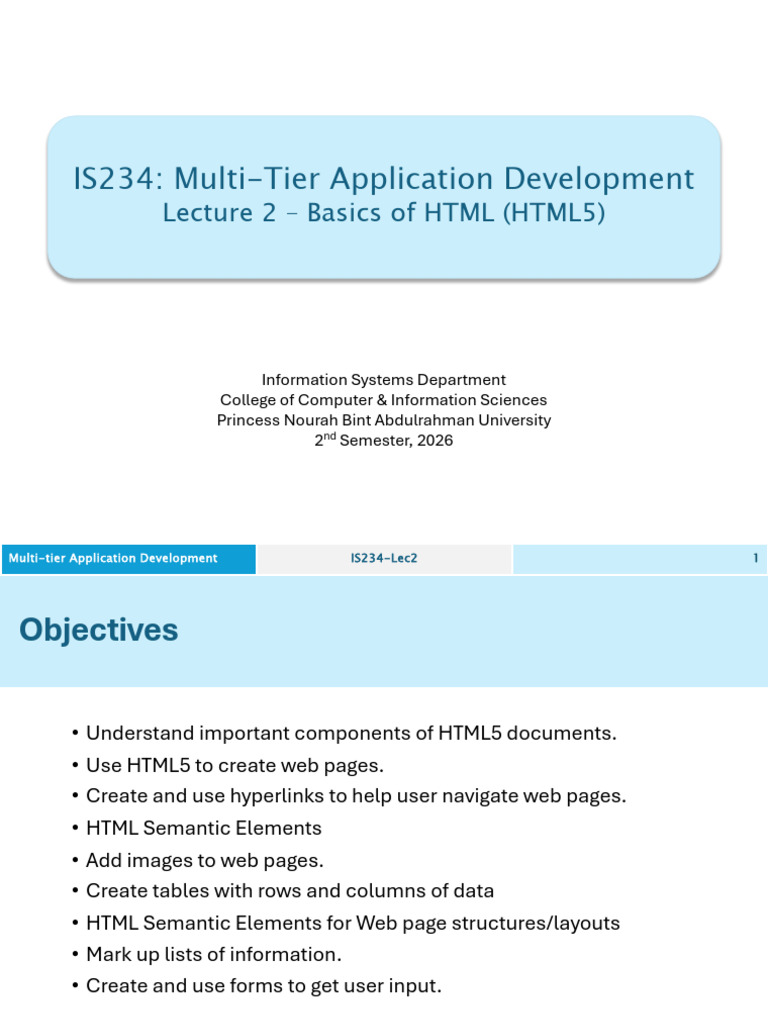 Lec2 - IS234 - HTML5 | PDF