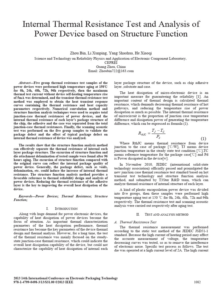 Internal Thermal Resistance Test and Analysis of Power Device Based On ...