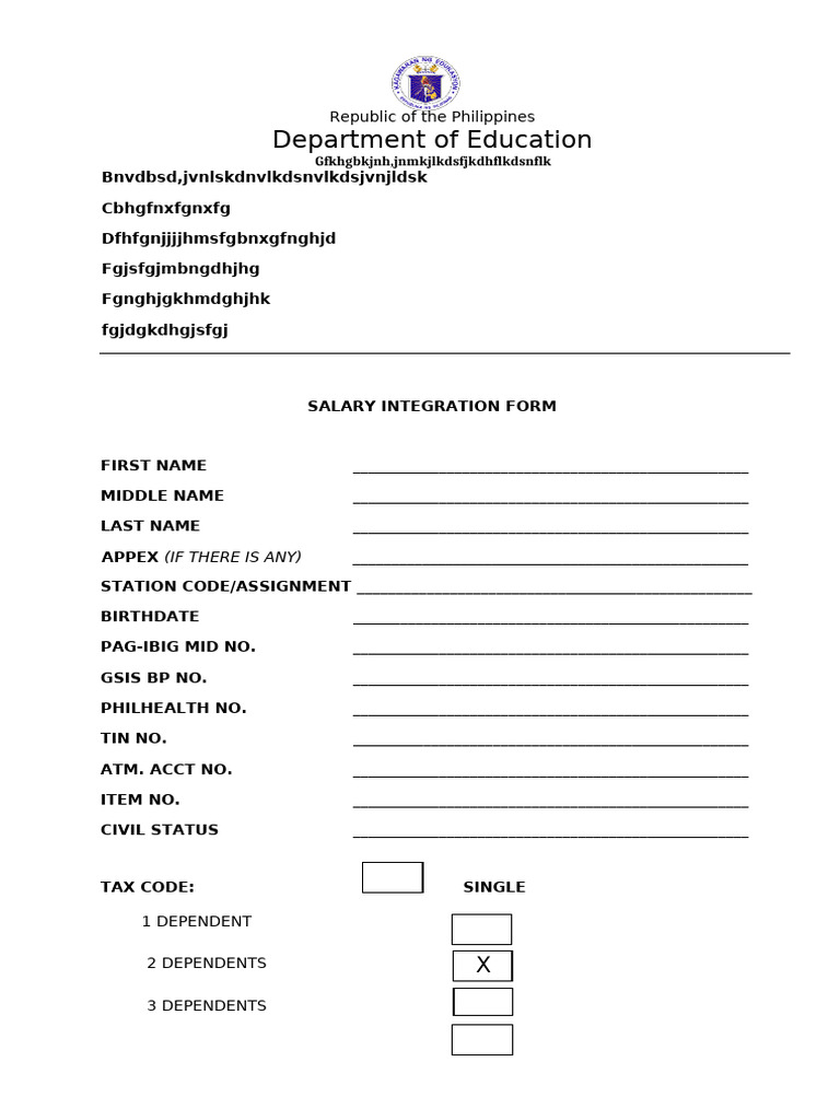 Salary Integration Form | PDF
