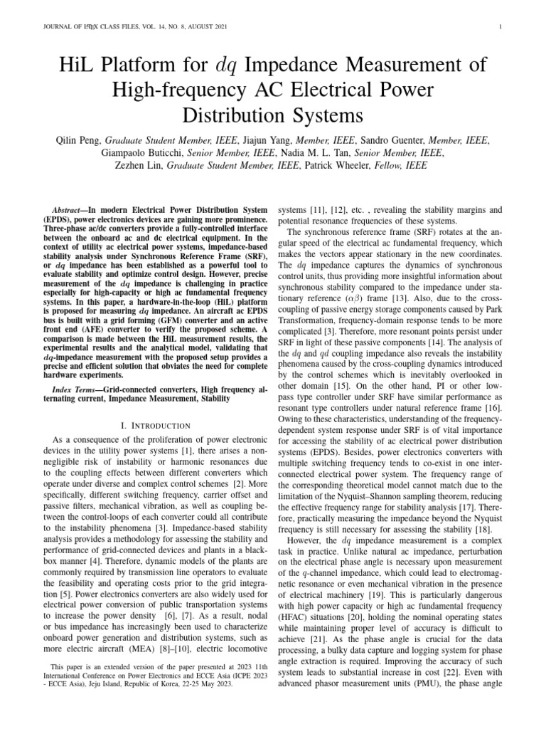 HiL Platform For DQ Impedance Measurement of High | PDF | Electrical ...