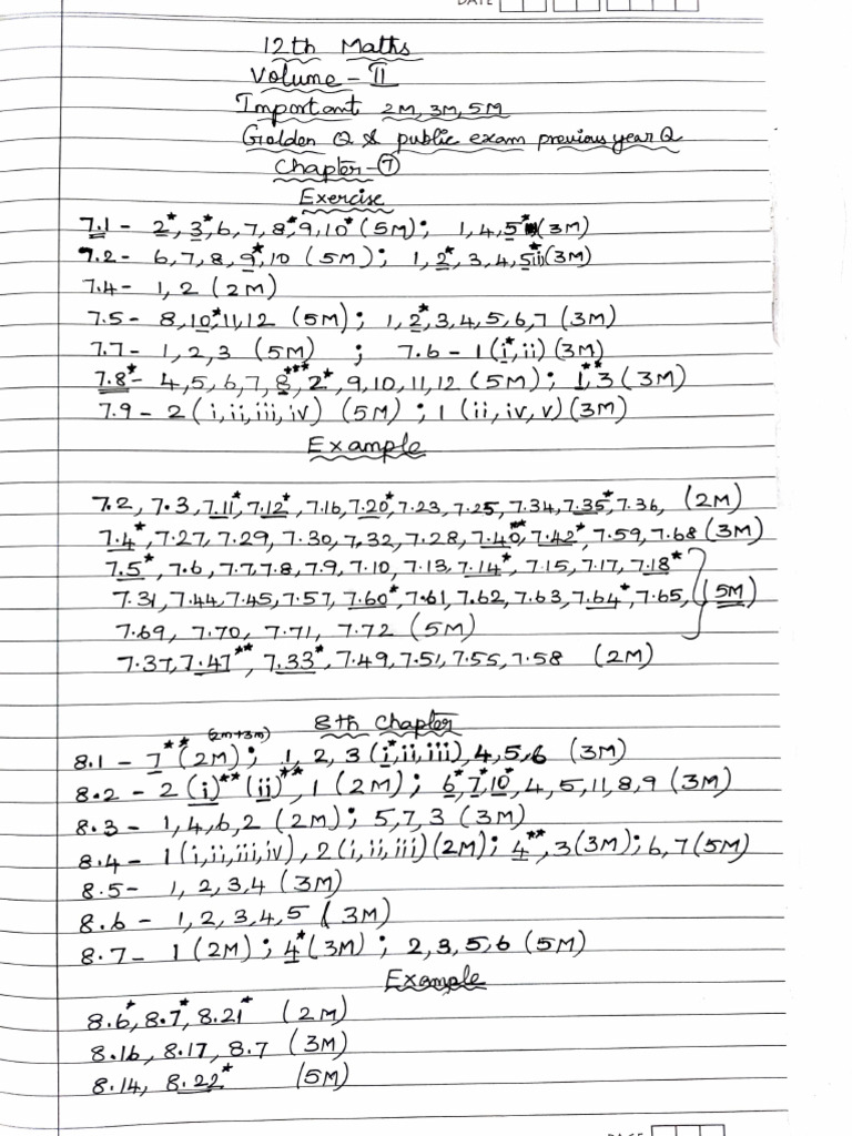 12th Maths Vol-2 Public Important 2026 | PDF