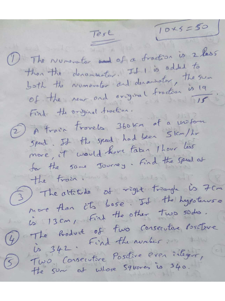 Maths Test | PDF