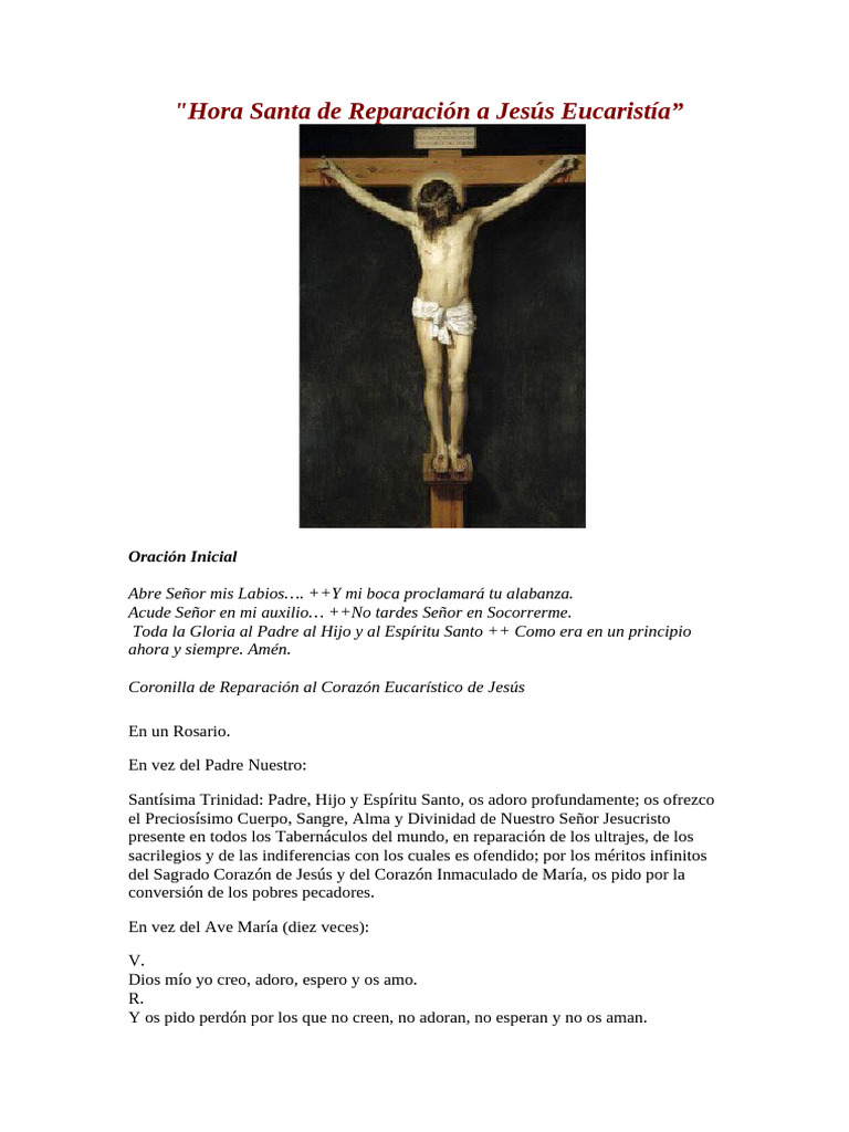 Hora Santa Rep Jesús Eucaristía | PDF | eucaristía | María, madre de Jesús