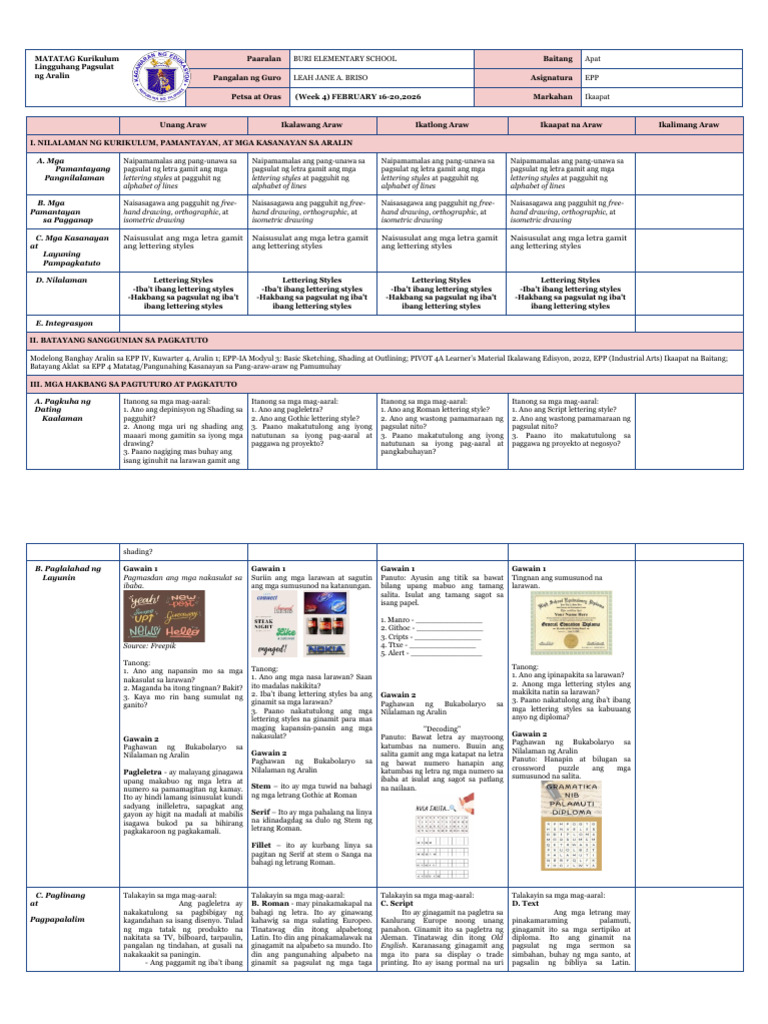 Q4 W4 Epp4 Matatag | PDF