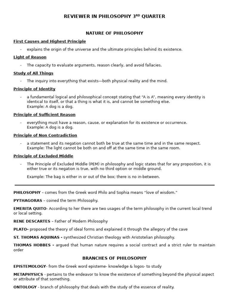 3rd Quarter Reviewer and Philosophy | PDF | Reason | Knowledge