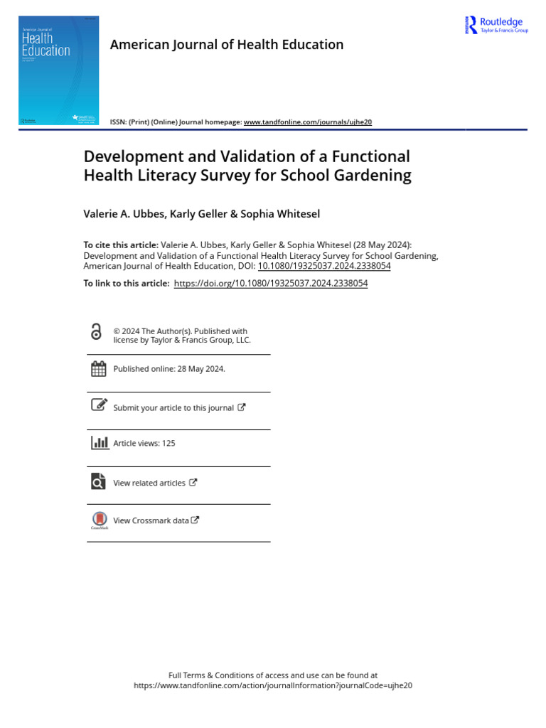Development and Validation of A Functional Health Literacy Survey For ...