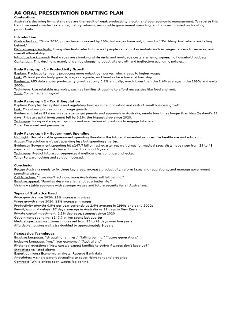 A4 Drafting Plan Oral Presentation | PDF | Taxes | Government Spending