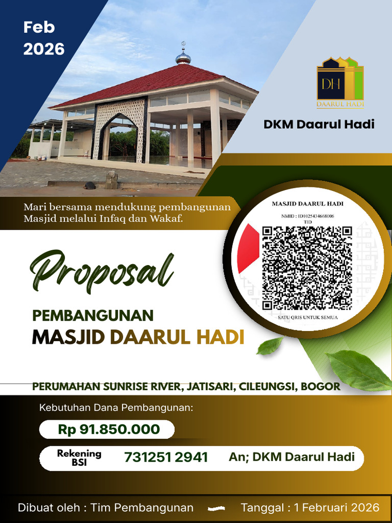 PROPOSAL Pembangunan Masjid Daarul Hadi | PDF
