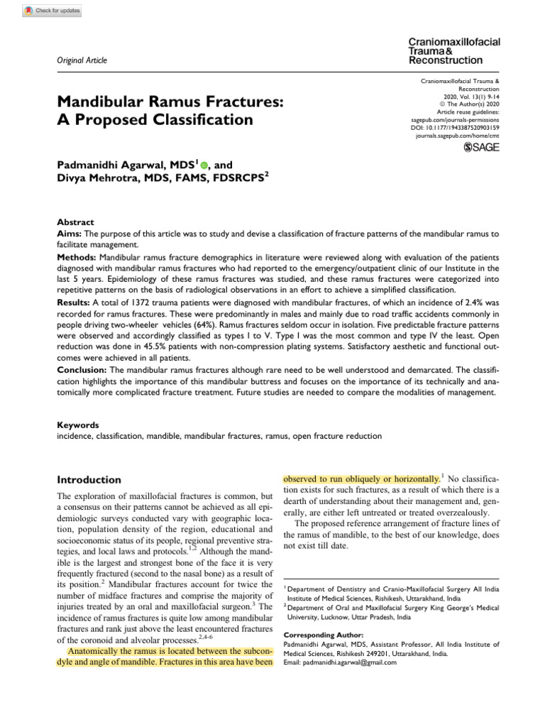 Mandibular Ramus Classification 2020 | PDF