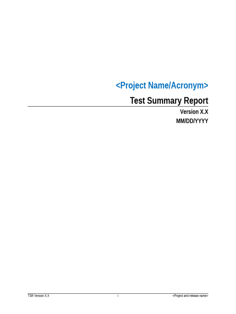 Test Summary Report Template | PDF