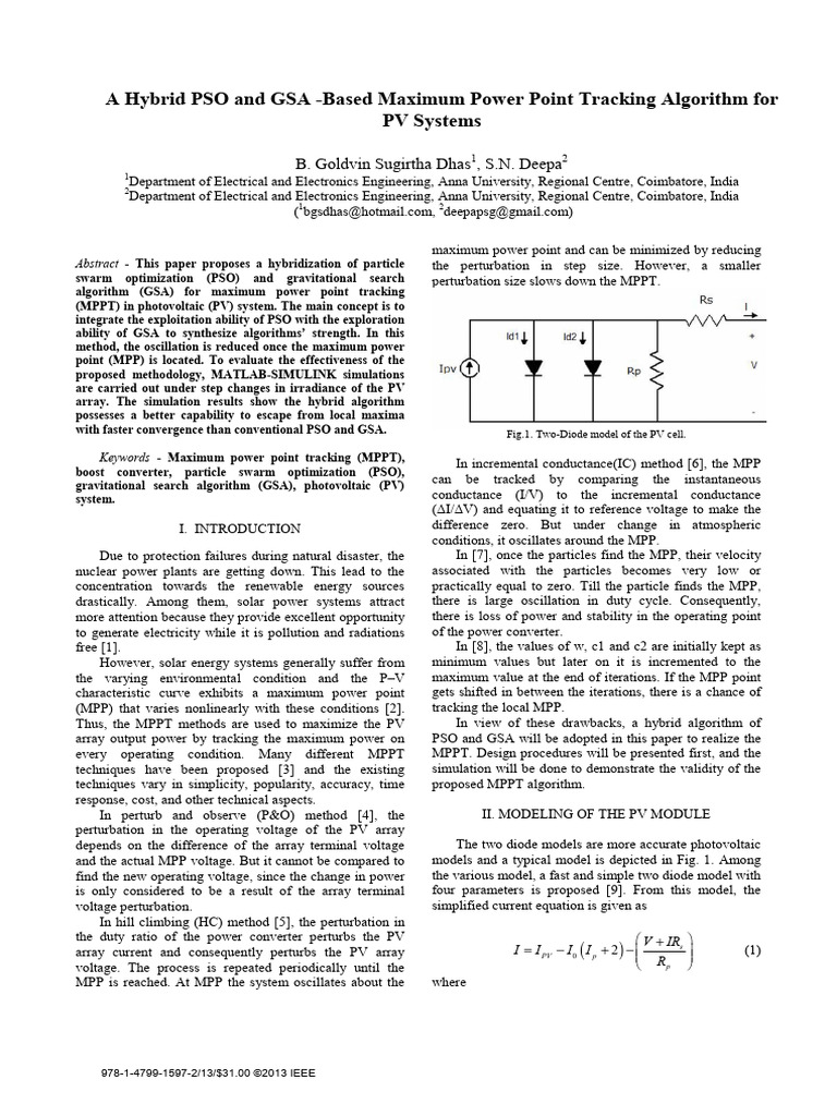 A Hybrid PSO and GSA-based Maximum Power Point Tracking Algorithm For ...