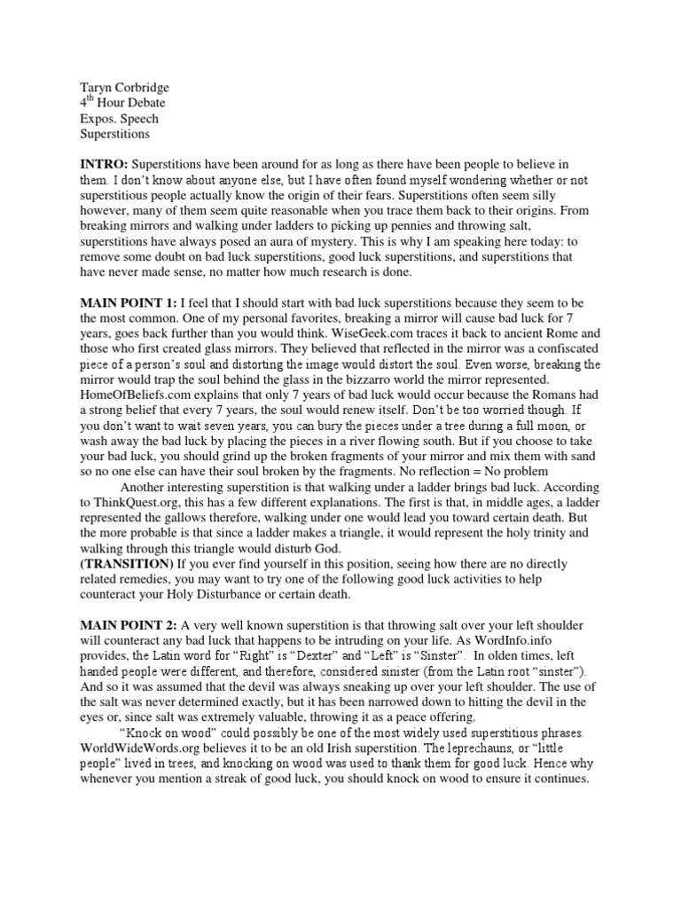 Funny speech on superstitions image