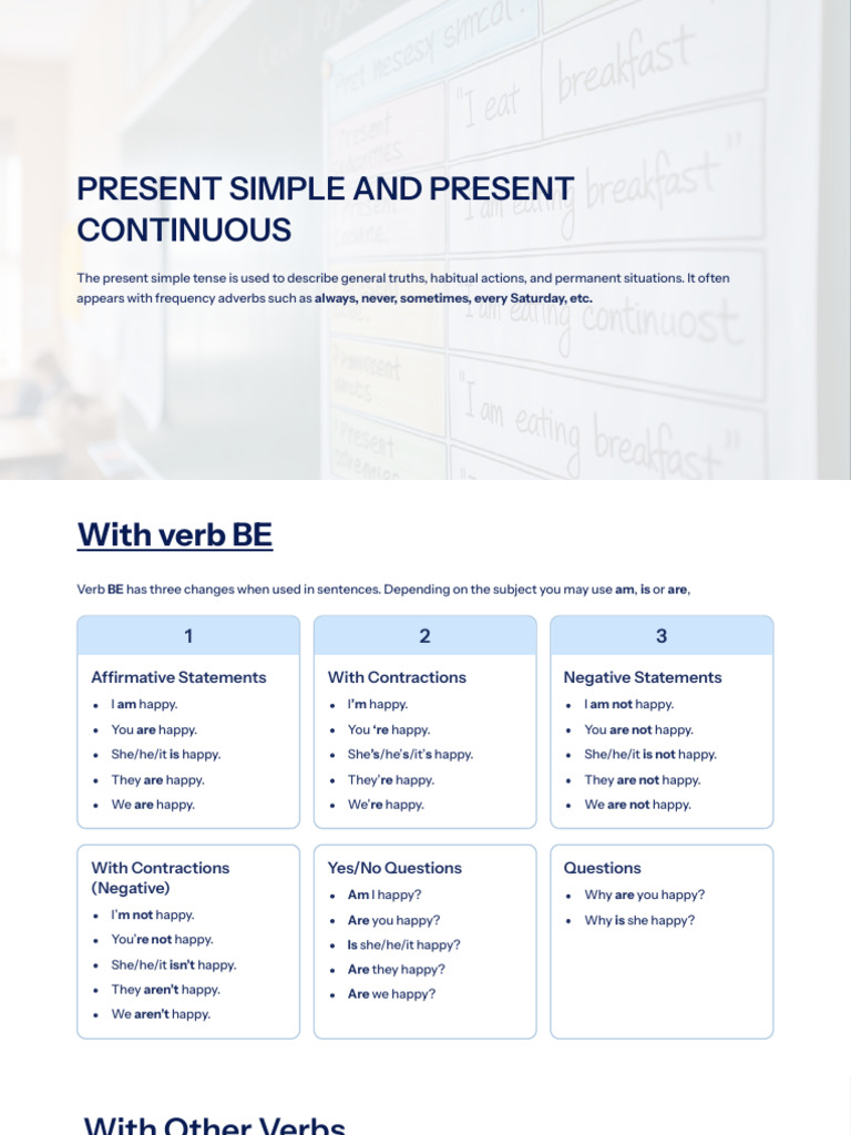 U1T1PDF Present Simple and Present Continuous | PDF | Semantic Units ...