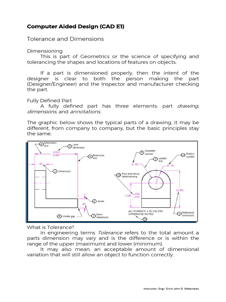CAD E1 Notes Tolerance | PDF | Engineering Tolerance | Mechanical ...