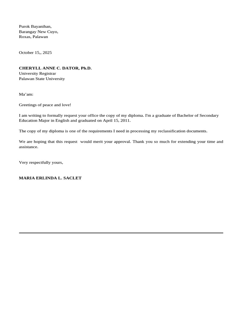 Letter Request | PDF