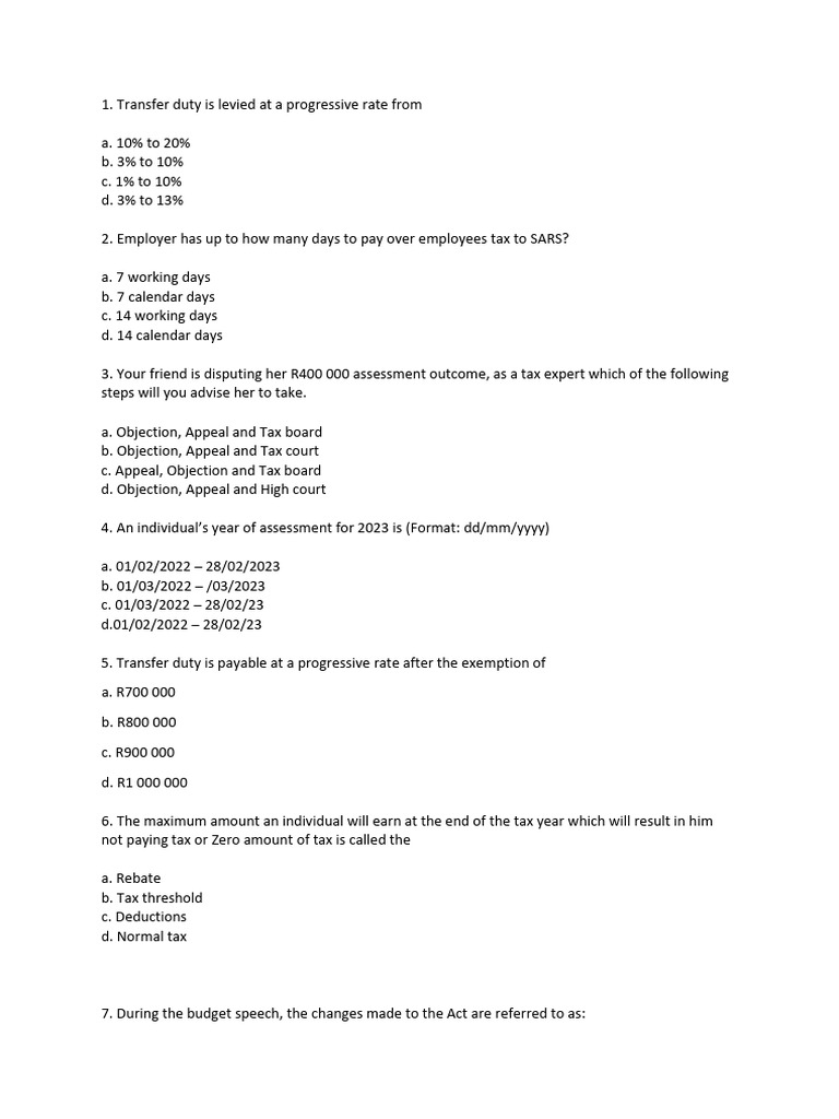Class Test 1 2023 Question Paper | PDF | Taxes | Tax Credit