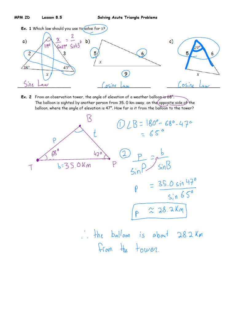 U8L3 Solving Acute Triangle Problems | PDF