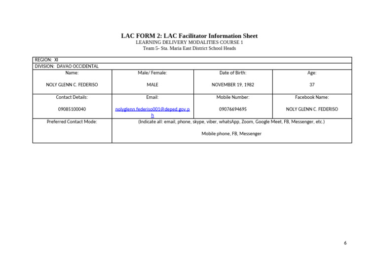LDM Lac Form 2 | PDF