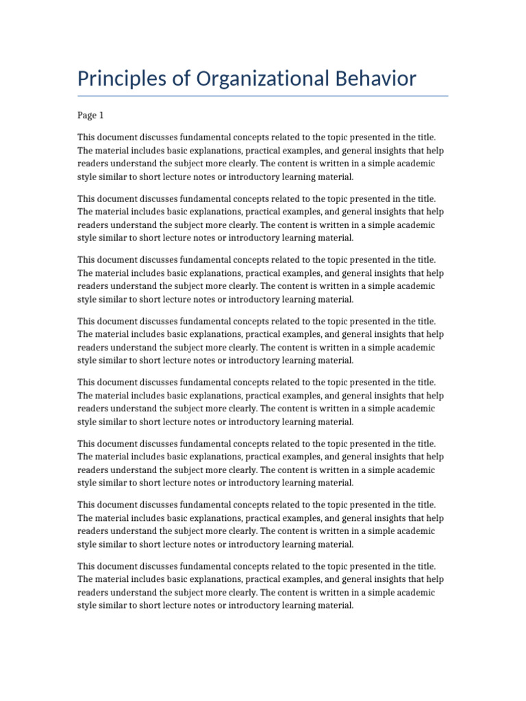 Principles of Organizational Behavior | PDF | Lecture | Learning