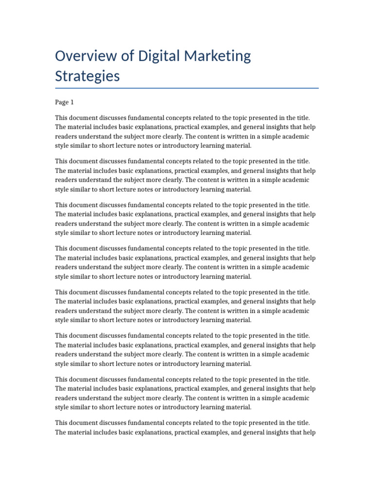 Overview of Digital Marketing Strategies | PDF | Lecture | Behavior ...
