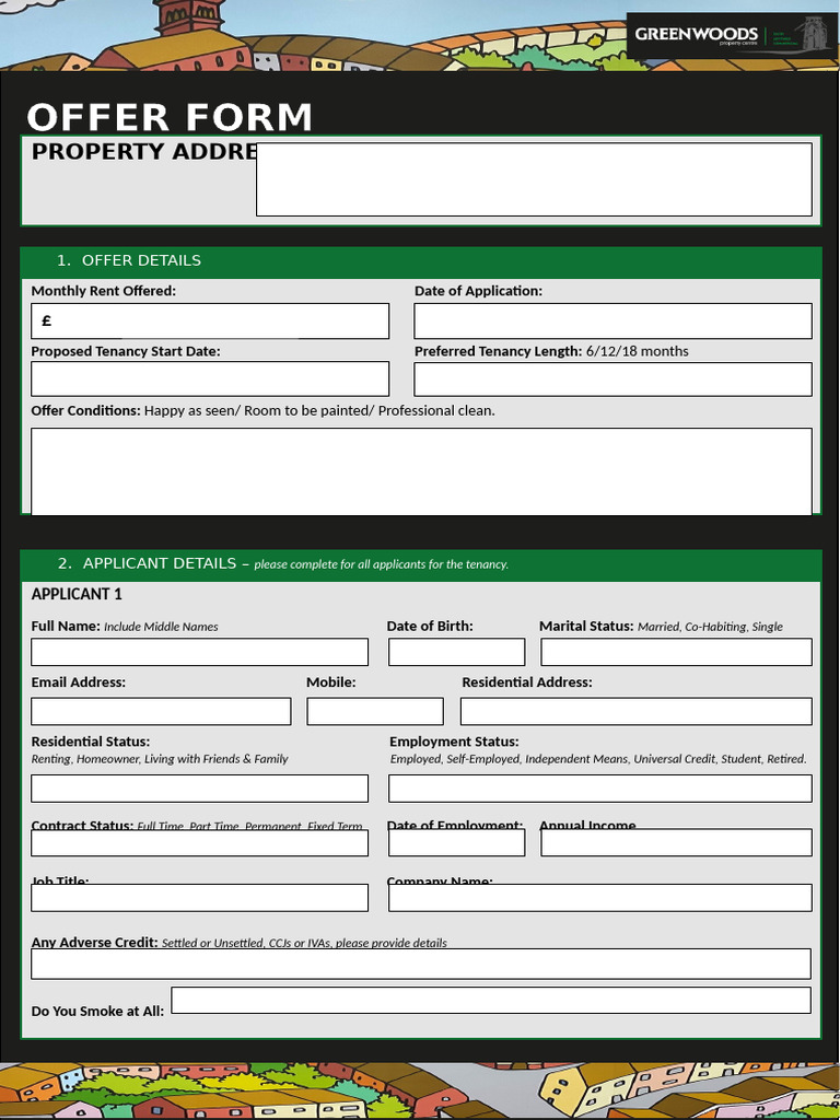 Greenwoods Rental Offer Form | PDF | Lease | Landlord