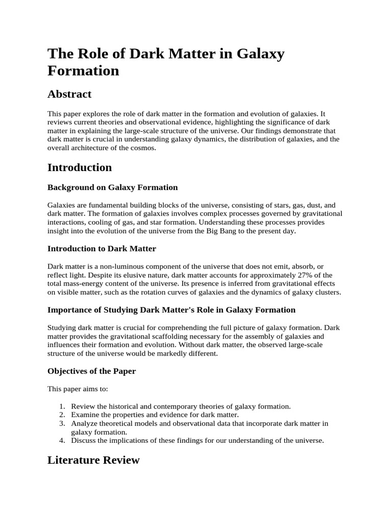The Role of Dark Matter in Galaxy Formation | PDF | Dark Matter | Galaxy