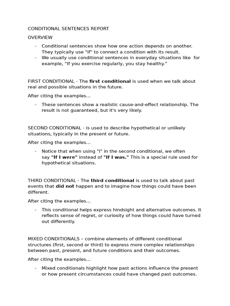 Conditional Sentences Report | PDF