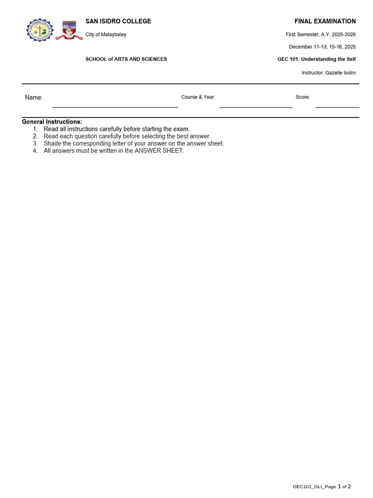 1ans Sheet Uts Finals | PDF