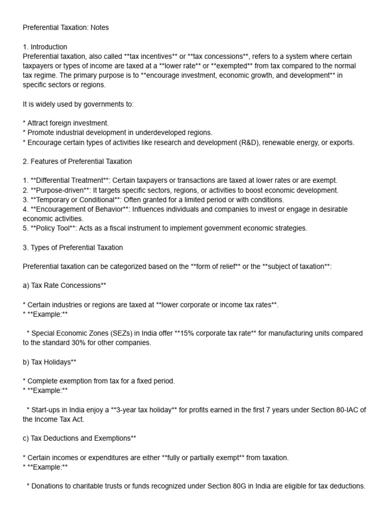 Preferential Tax Notes | PDF