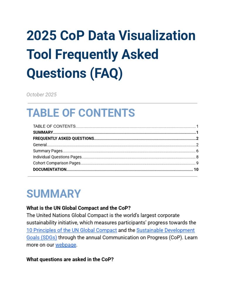 FAQs - CoP Data Viz Tools (English) - October 2025 | PDF | Questionnaire
