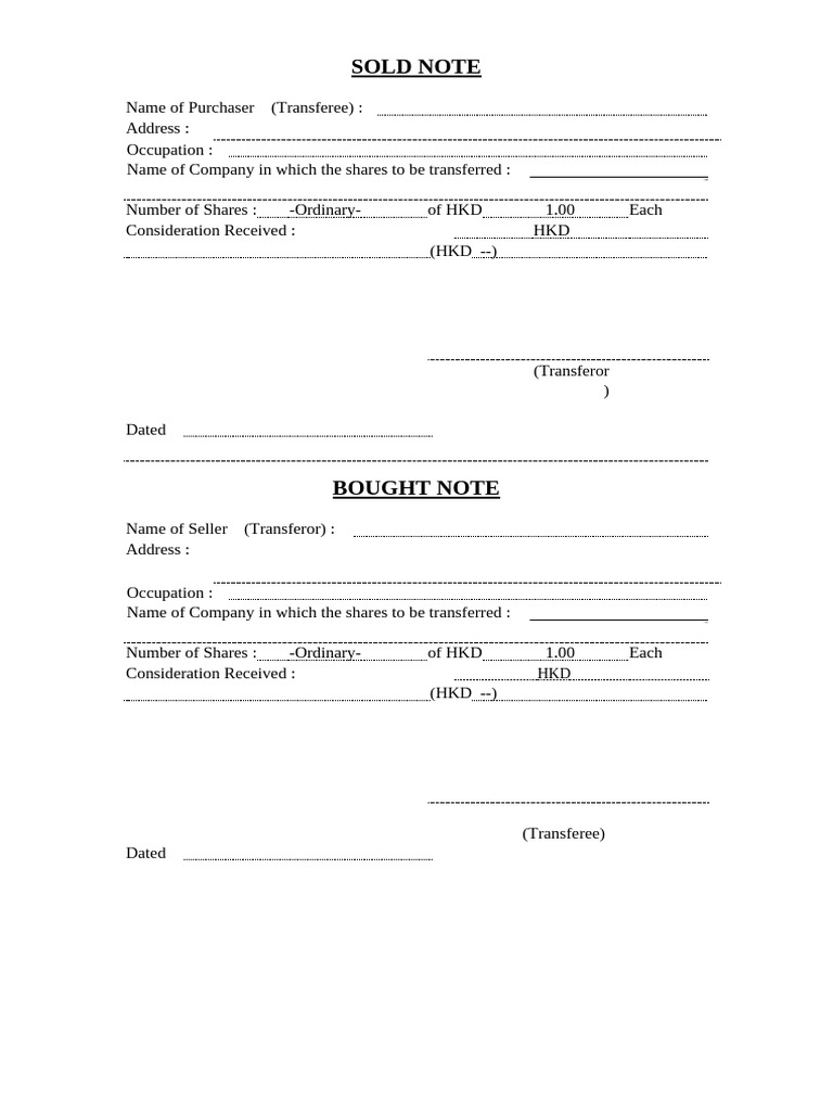 Bought and Sold Note | PDF