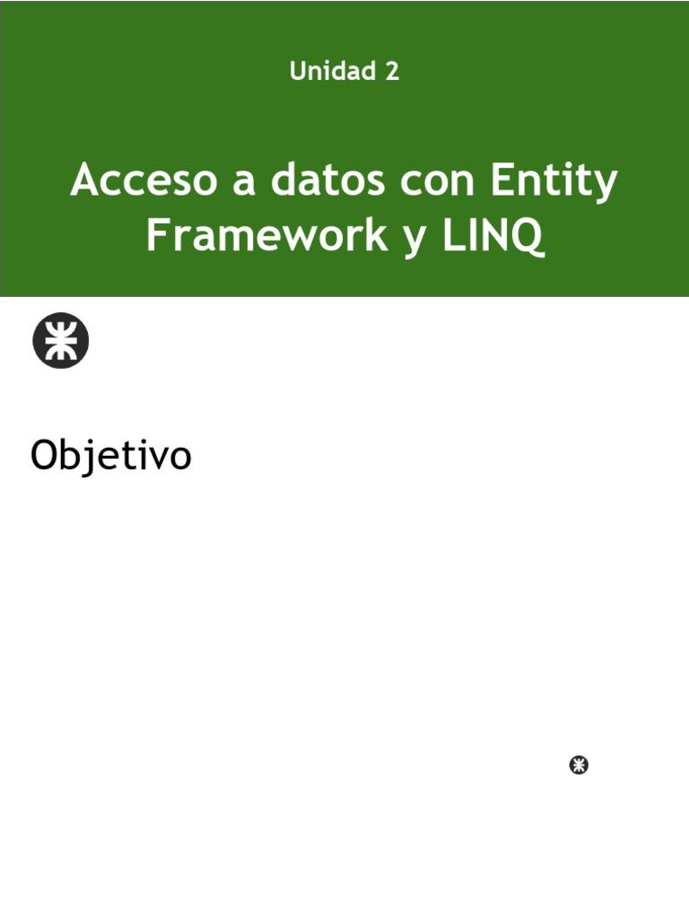 Unidad 2 - Acceso A Datos Con Entity Framework y LINQ | PDF | Consulta ...