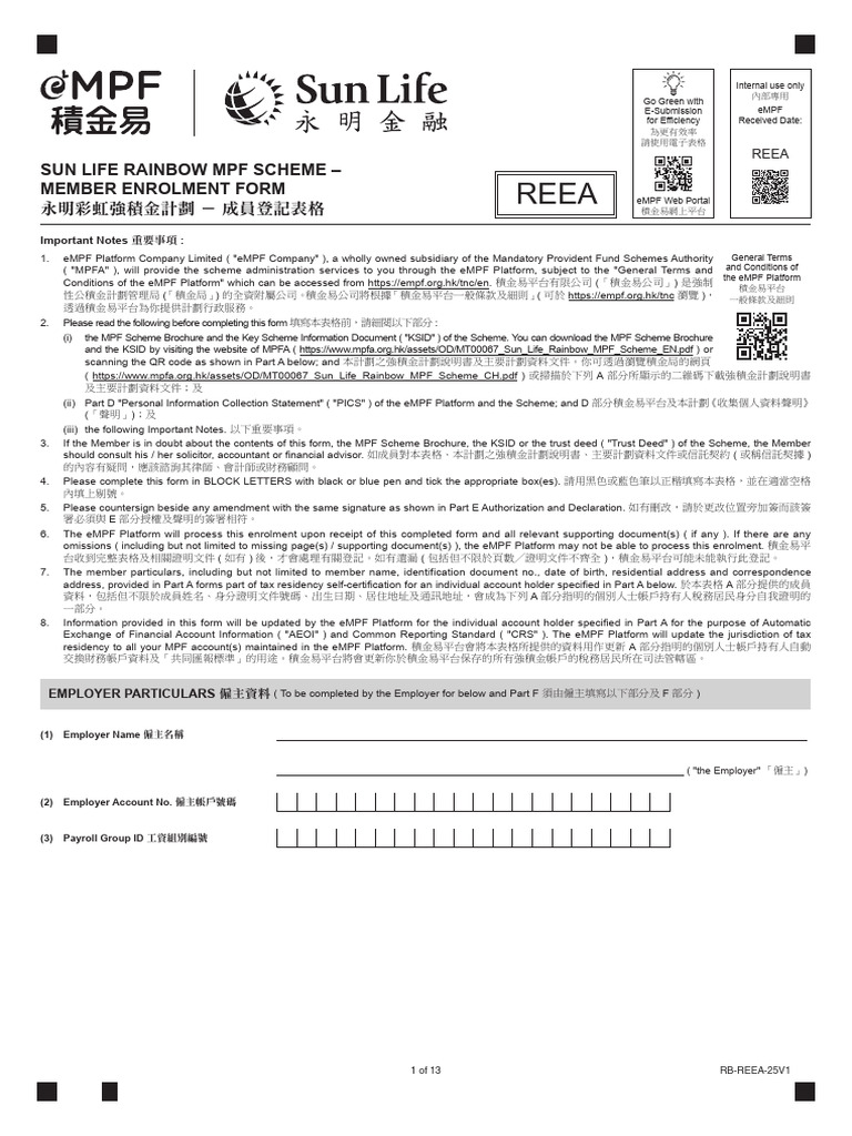 EMPF - Sunlife MPF Enrollment Form - 2025 | PDF | Global Forum On ...