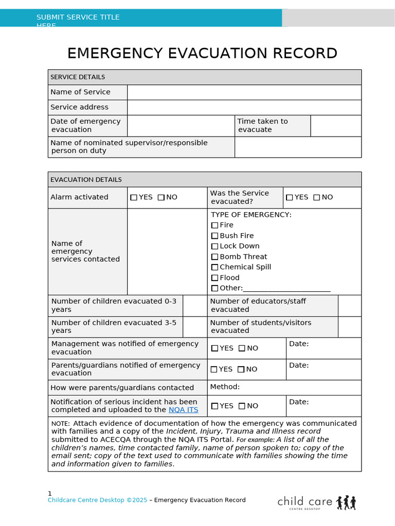 QA2 Emergency-Evacuation-Record LDC V1.01.25 | PDF | Emergency | Public ...