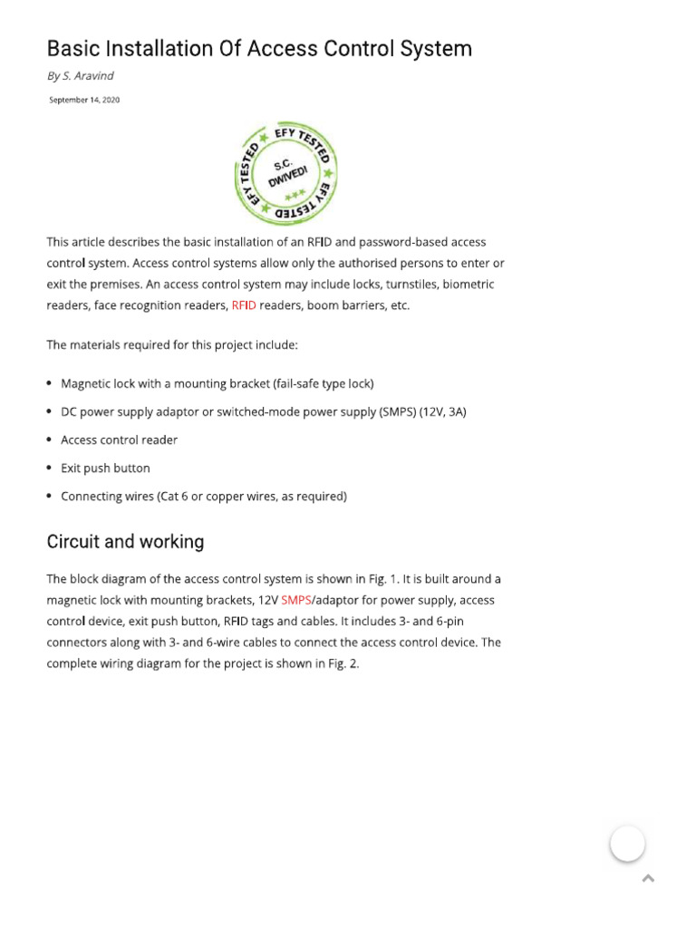 Access Control System | PDF