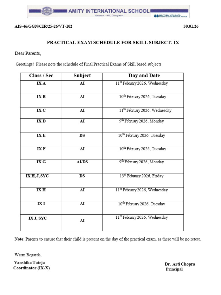 Cir 102 IX PT2 Practical Final Exam Schedule | PDF