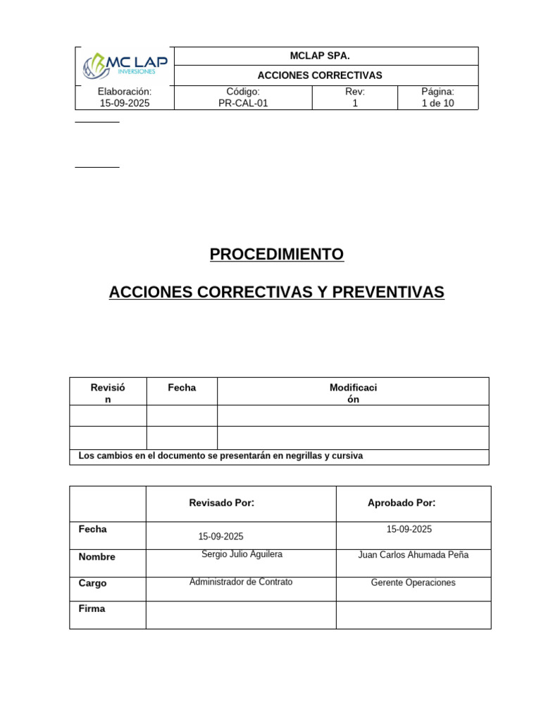 Procedimiento de Acciones Correctivas y de Mejora | PDF | Business