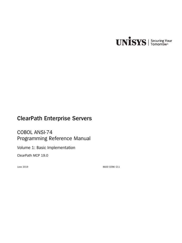 Clearpath Enterprise Servers: Cobol Ansi-74 Programming Reference ...