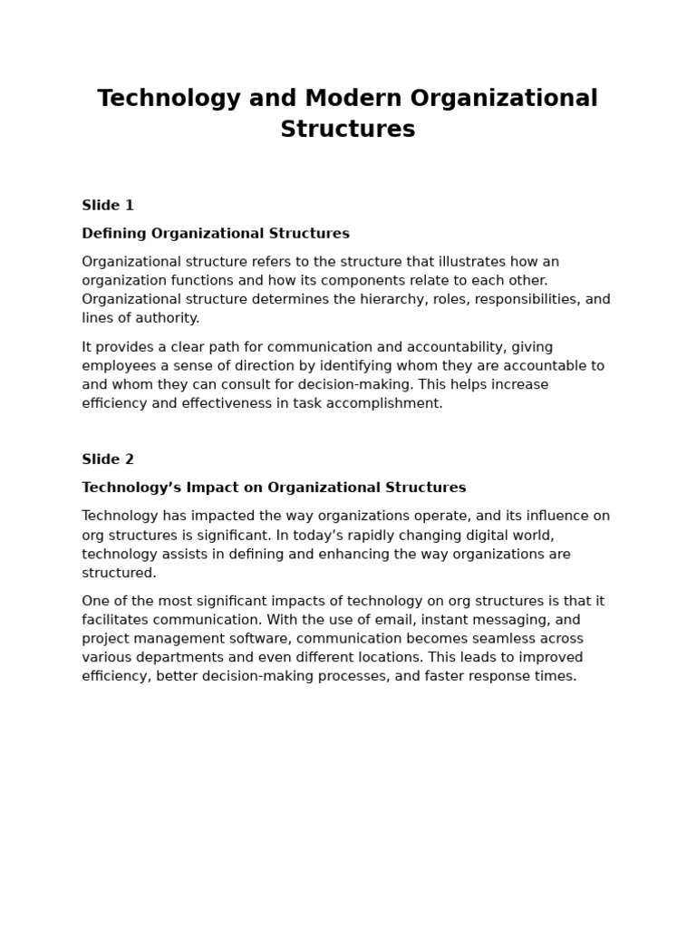 Technology and Modern Organizational Structures | PDF