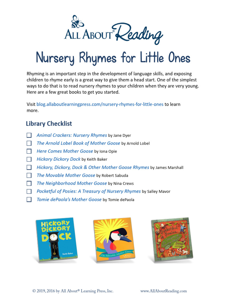 Nursery Rhymes For Little Ones Library List | PDF