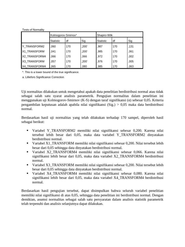 Interpretasi Normalitas 25 02 | PDF