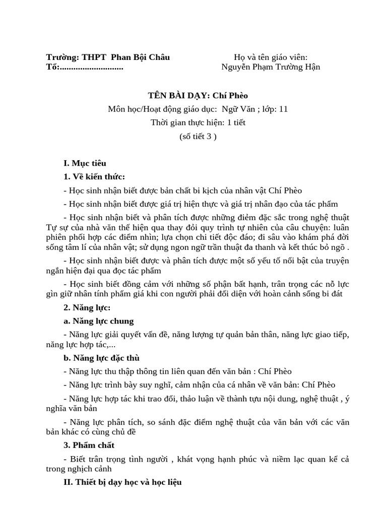 Phu Luc 4 Mau Ke Hoach Bai Day | PDF