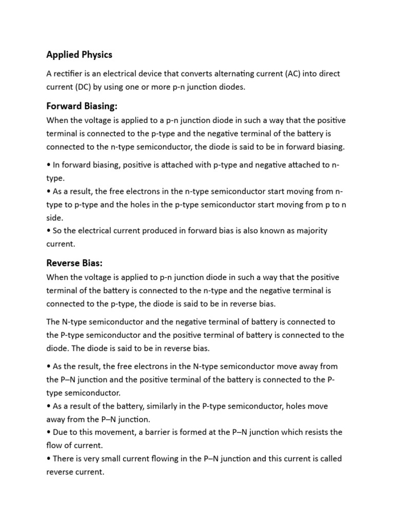 Applied Physics P-N Junction | PDF