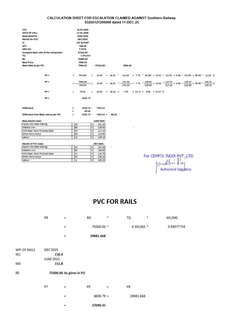11 PVC Calculation With Indices | PDF | Iron | Chemical Substances